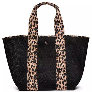 NWT Victoria's Secret Leopard Mesh Tote Bag Large Beach Travel Bag 11261833